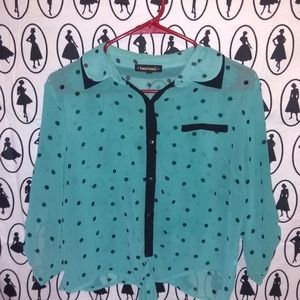 Polkadot Semi Sheer Top